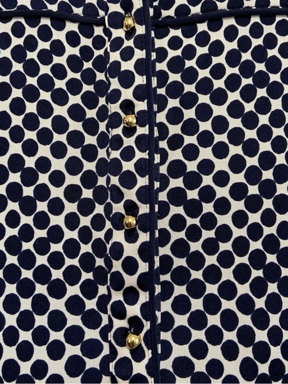 Tory Burch Silk Short. Sleeve Navy- White Polka Dots Shirt Dress Size M -  EUC - Picture 9 of 11